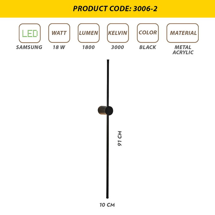 Opviq L1174 Lámpara de pared negra